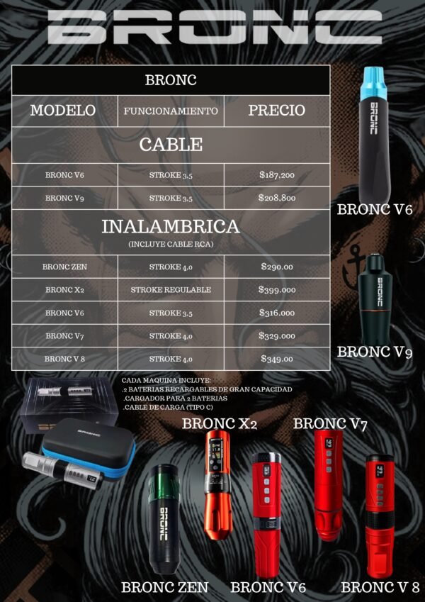 MÁQUINA PEN INALÁMBRICA  BRONC V8