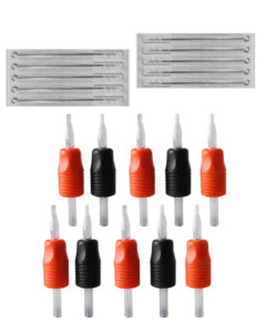 10 AGUJAS + 10 PUNTERAS DESCARTABLES PARA TATUAR  (PROMO)